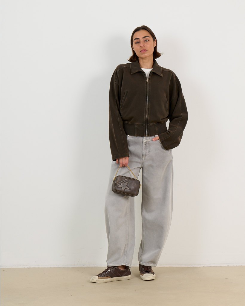 Jazzy Cropped Barrel Jeans Grey