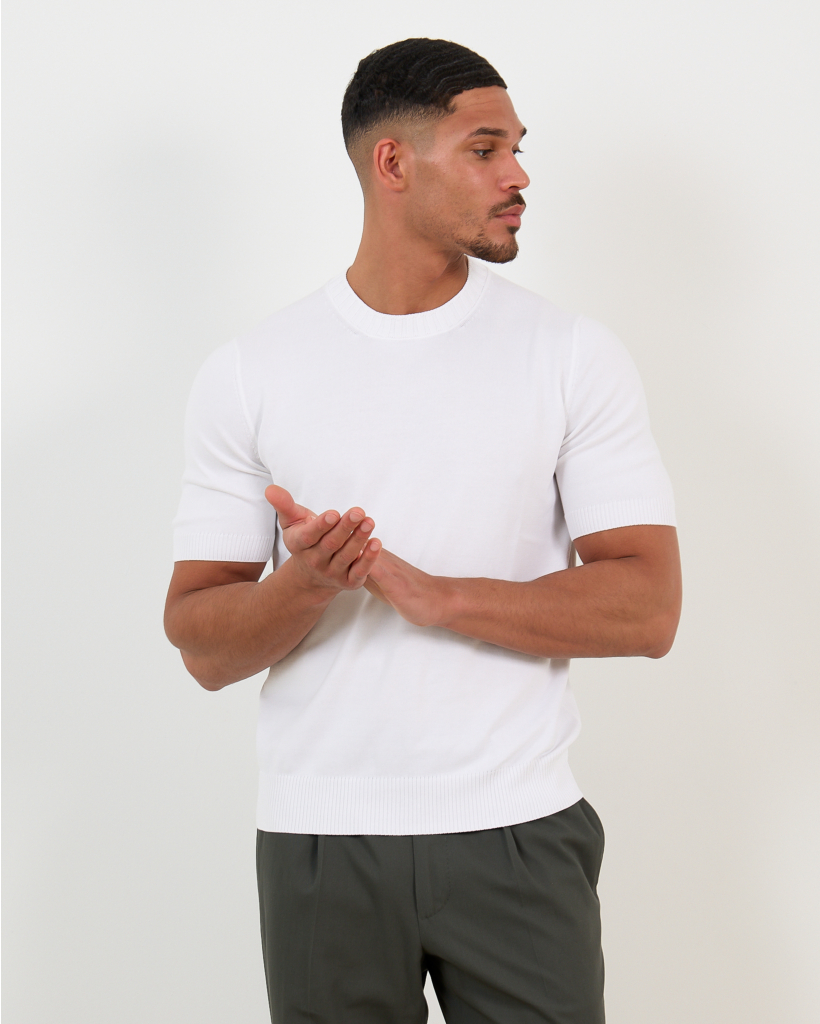 White crew-neck pullover