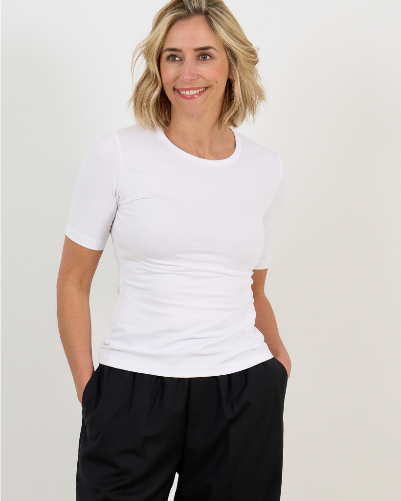 t-shirt km ronde hals dames White