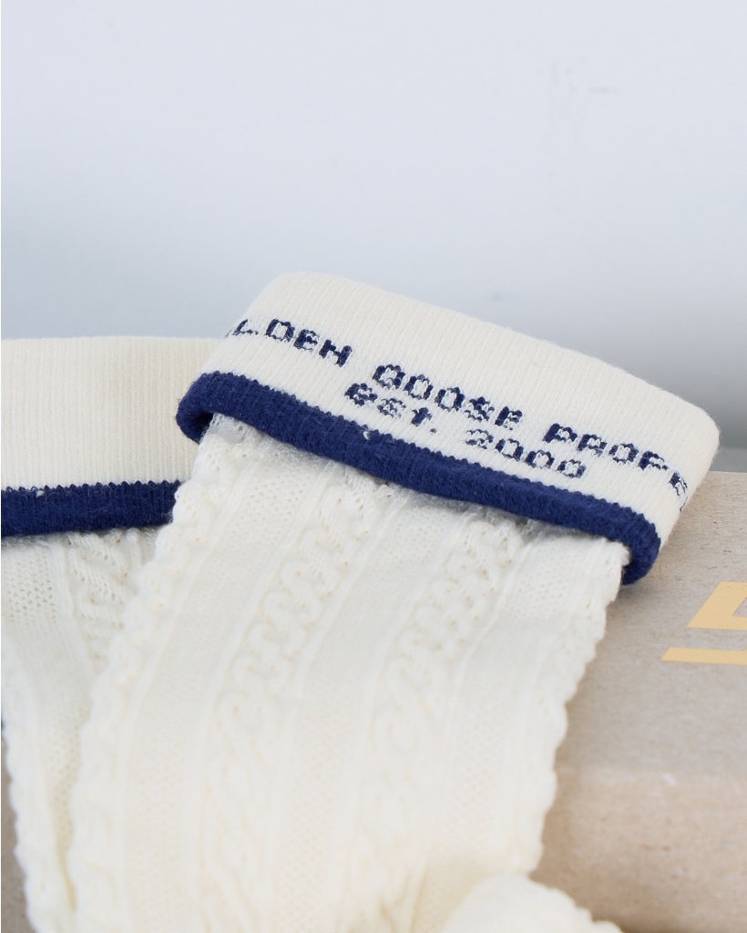 Turn Up Sock White Blue