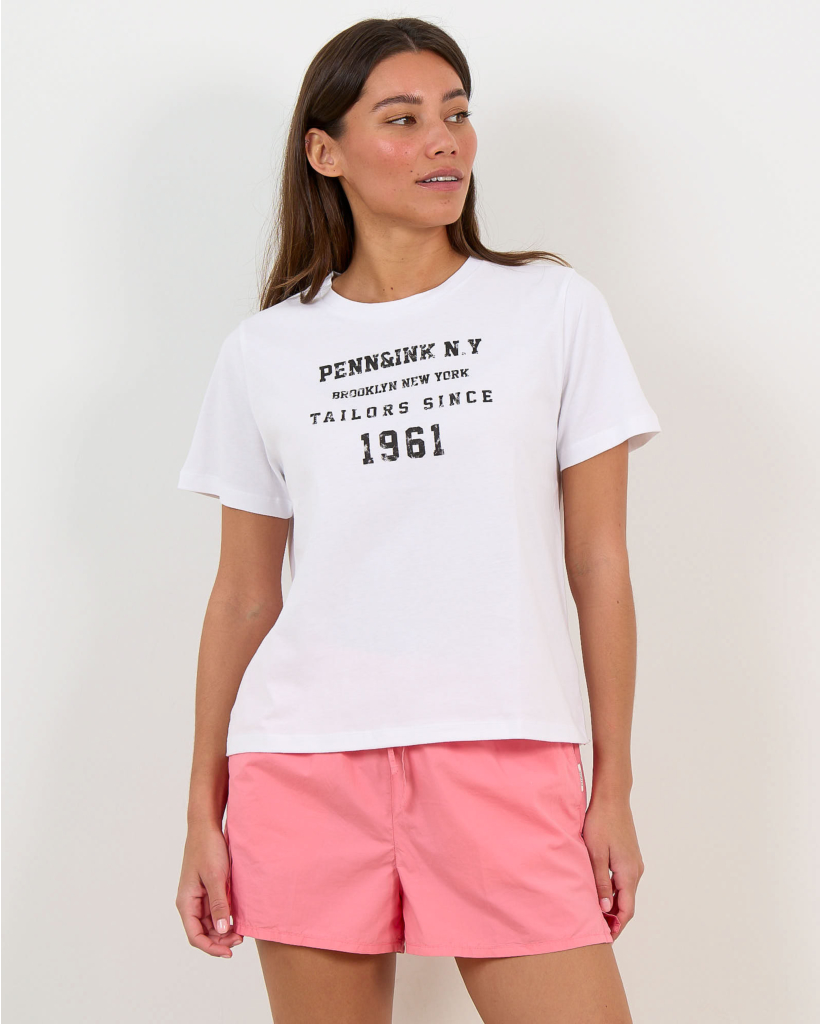 Printed T-shirt White/Black