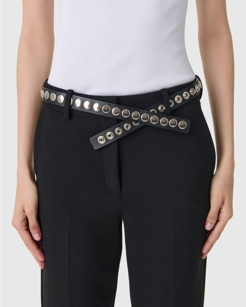 Click Leather Belt with Studs Black/Silver