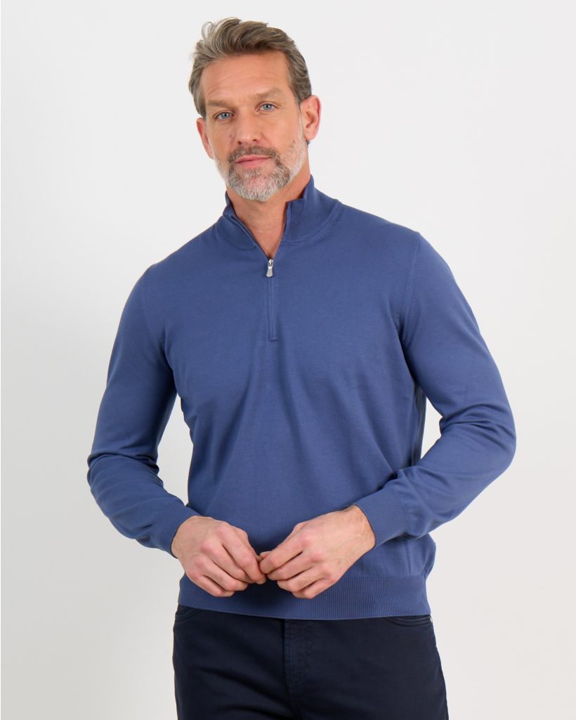 Denim Blue Zip Pullover