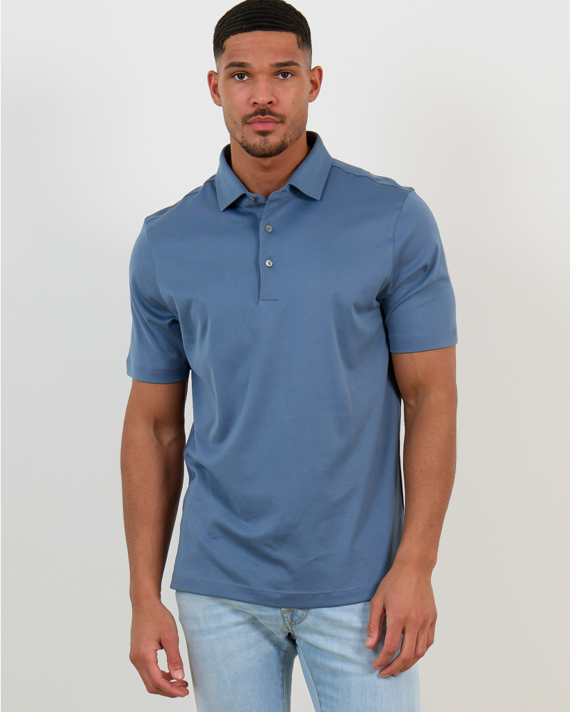 Mercerized Piqué Polo Steel Blue