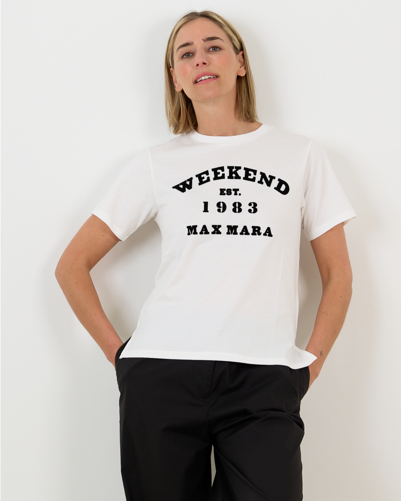 White Cotton T-Shirt with Graphic Print