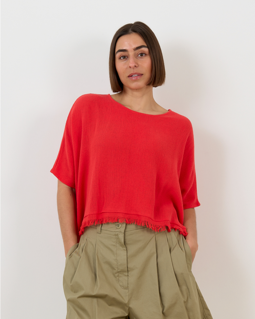 Lanai Top with Fringes - Red