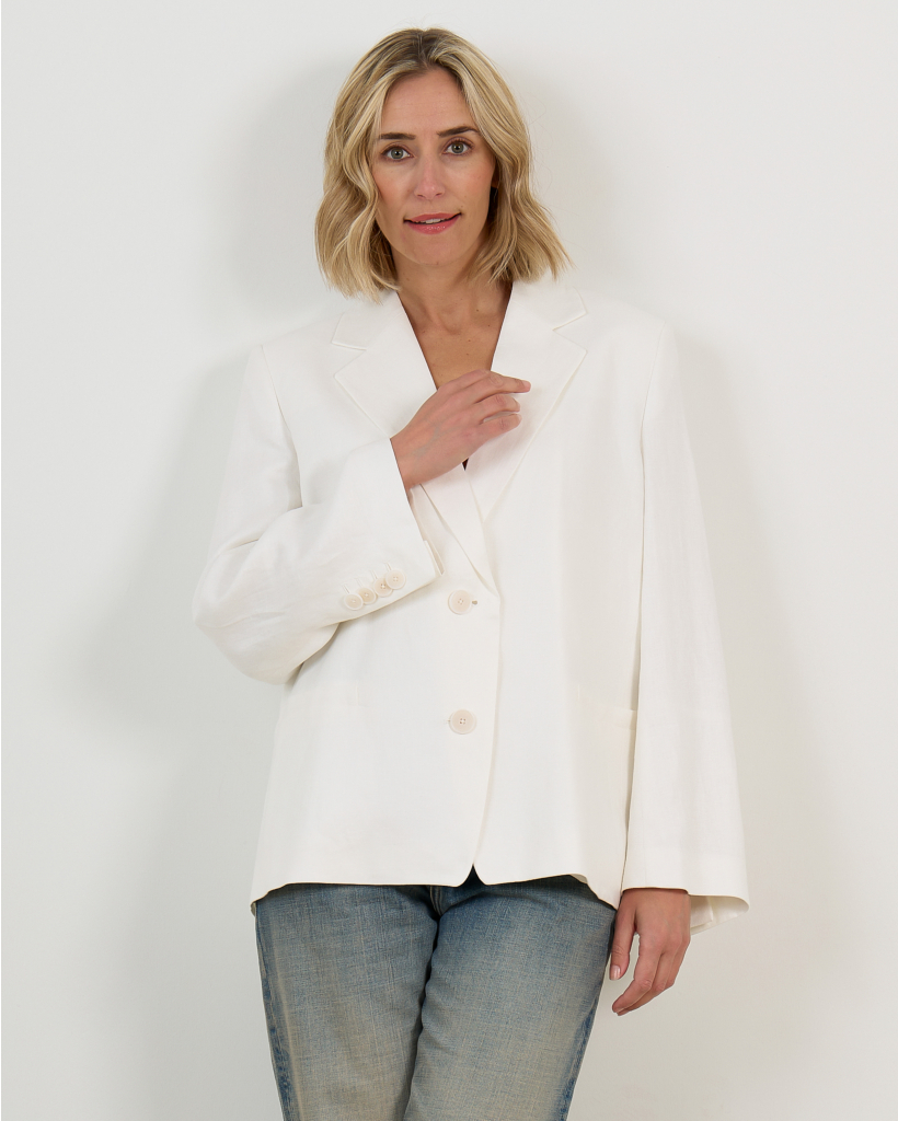 Iverly Oversized Linen Blazer Off White