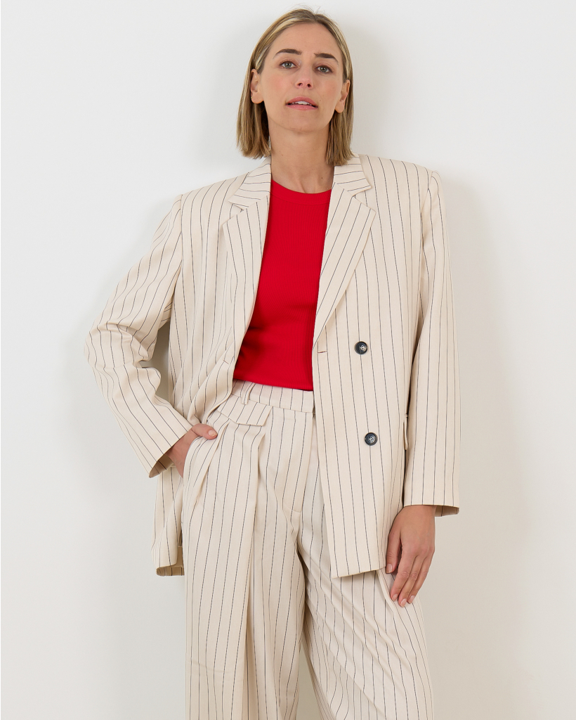 Monique Blazer Long Sleeve Ecru/Navy