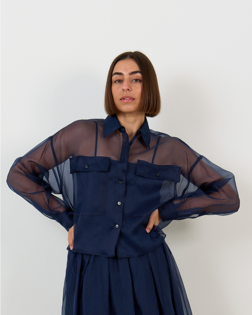 Dark Blue Sheer Blouse