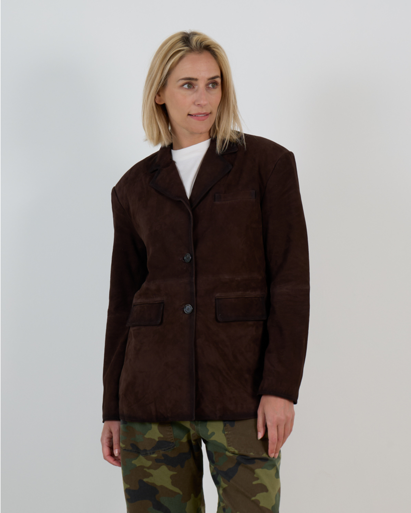 Jill Suede Blazer Donker Bruin