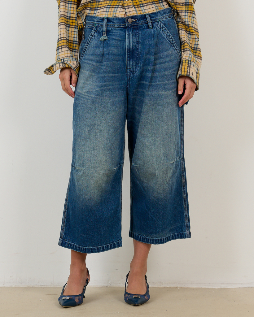 Cropped Wide-Leg Carpenter Jeans in Depot Blue