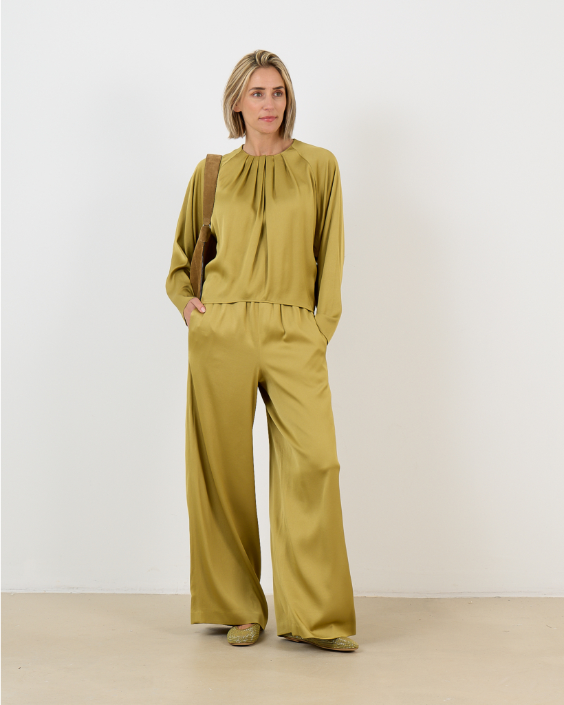 Tweezer mustard satin trousers