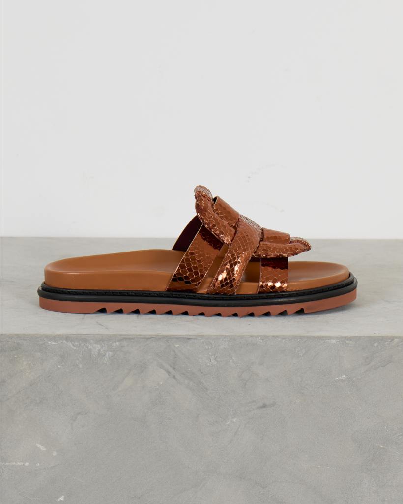 Emilia Bronze Python Leather Sandals