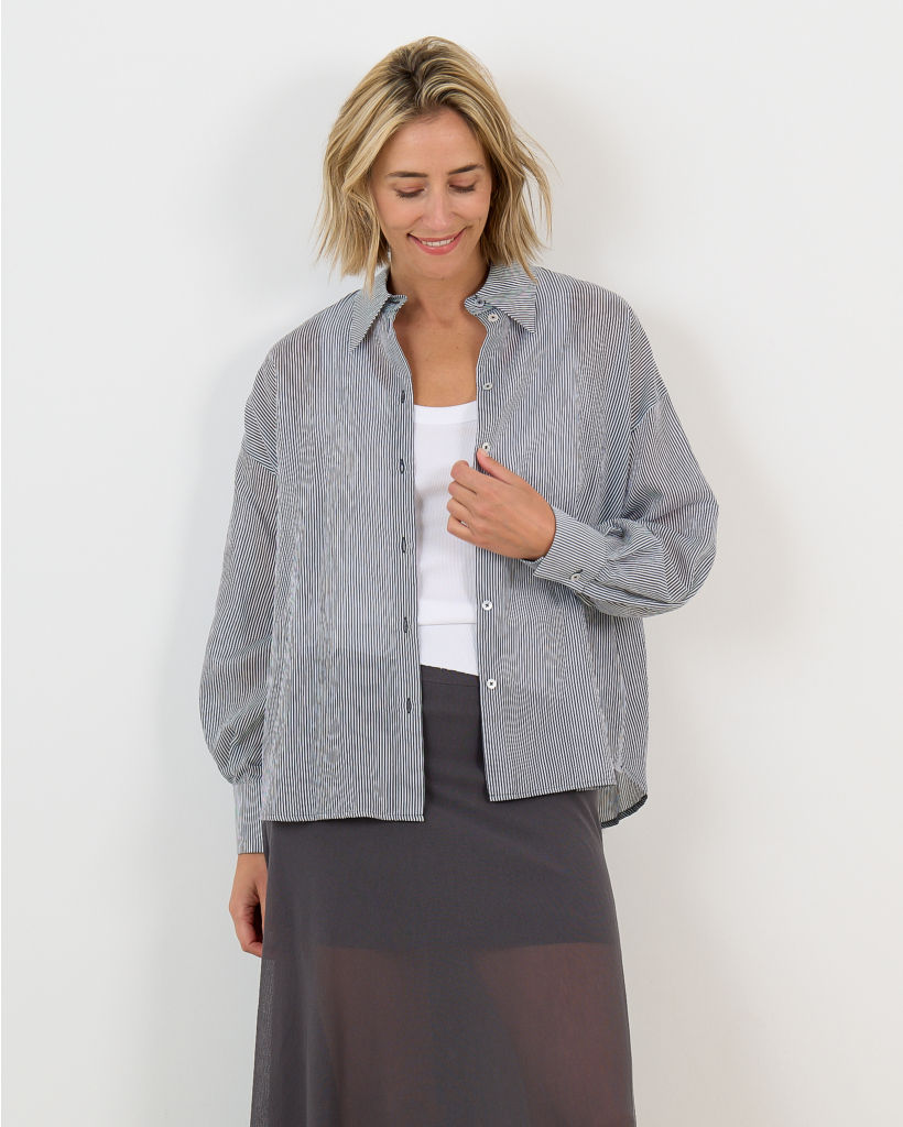 Lyndara Blouse Navy Striped