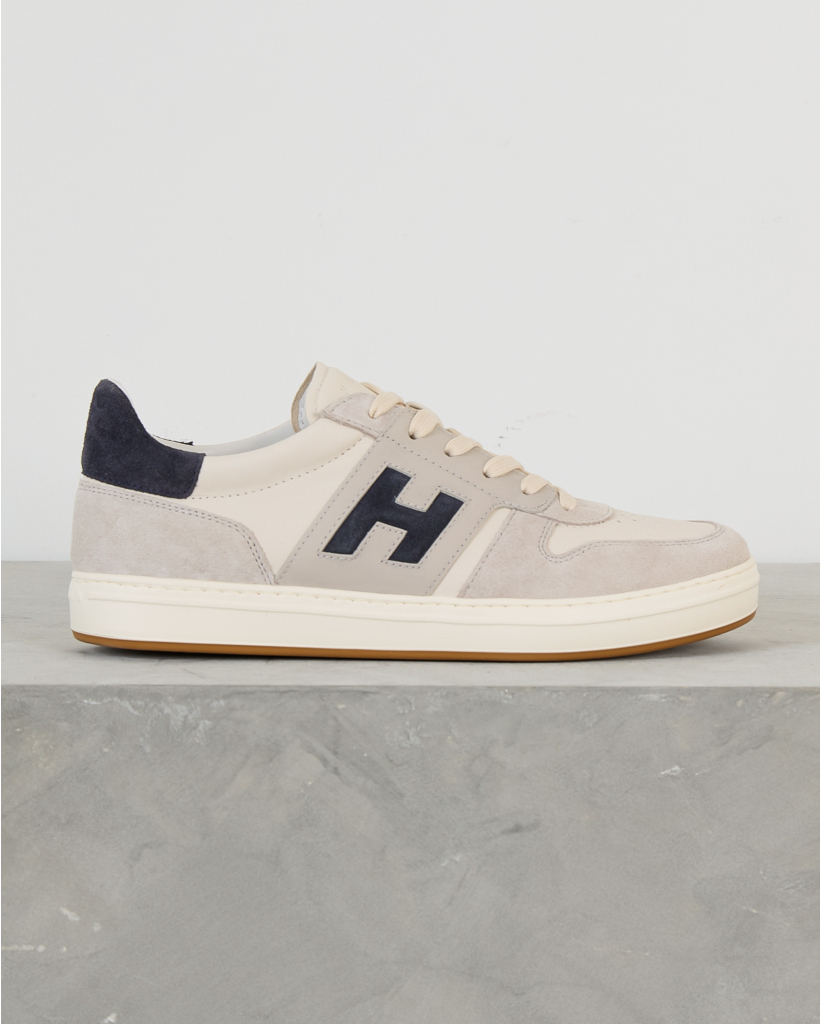 Lace-Up Flat Sneaker White Navy