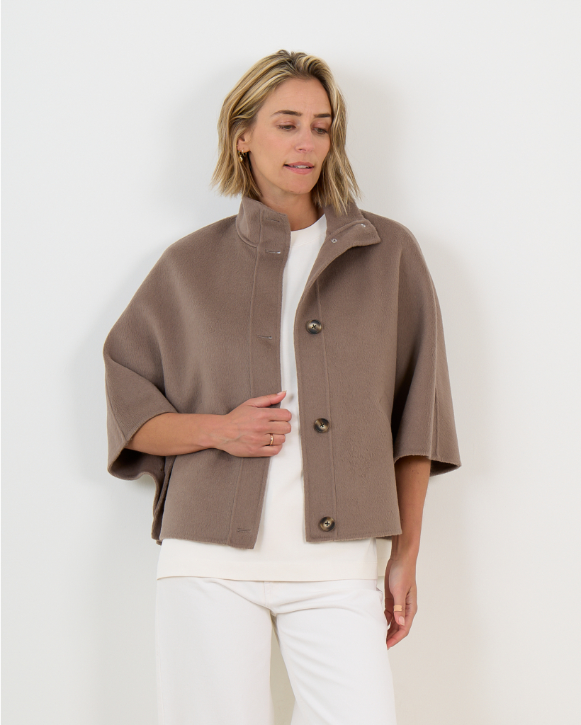 Liv Mantel Met Staande Kraag Stone