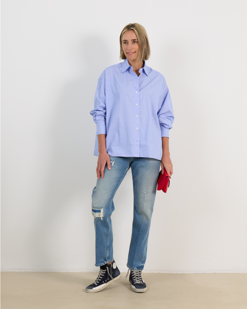 Blue Long-Sleeve Blouse