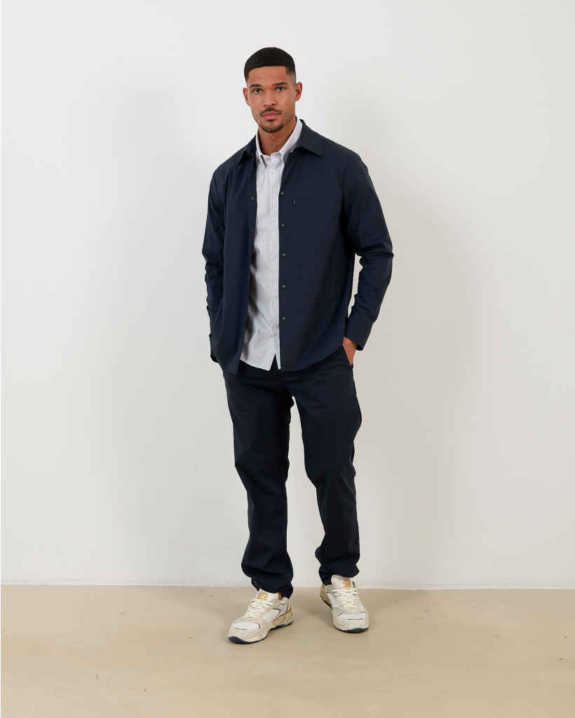 Casual Shirt Dark Blue with Snap-Button Closure