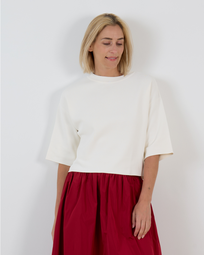 Nouky Persy Short-Sleeve Pullover with Round Neck Off-White