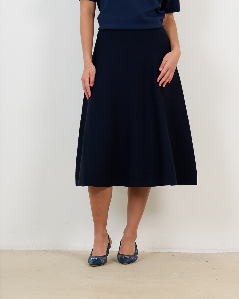 Viscose Crepe Wide Skirt Ultramarine