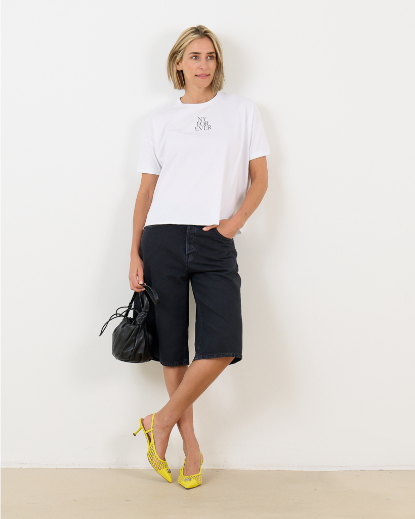 Round-neck T-shirt white black
