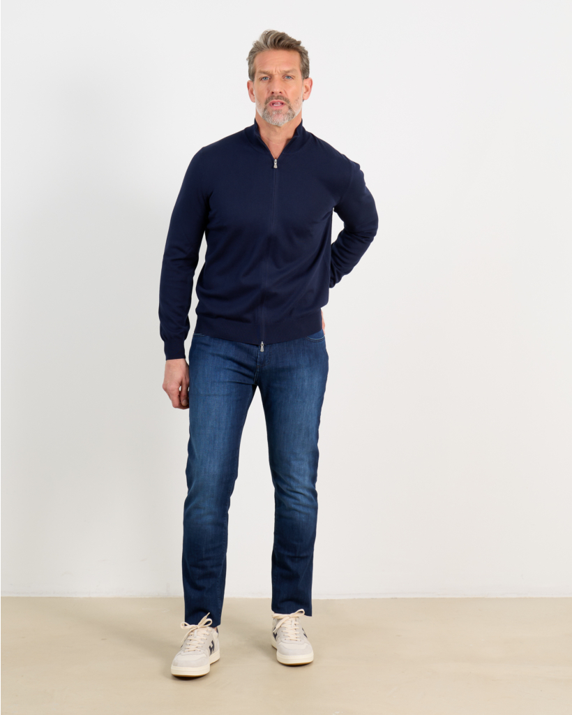 Navy Zip-Up Cardigan