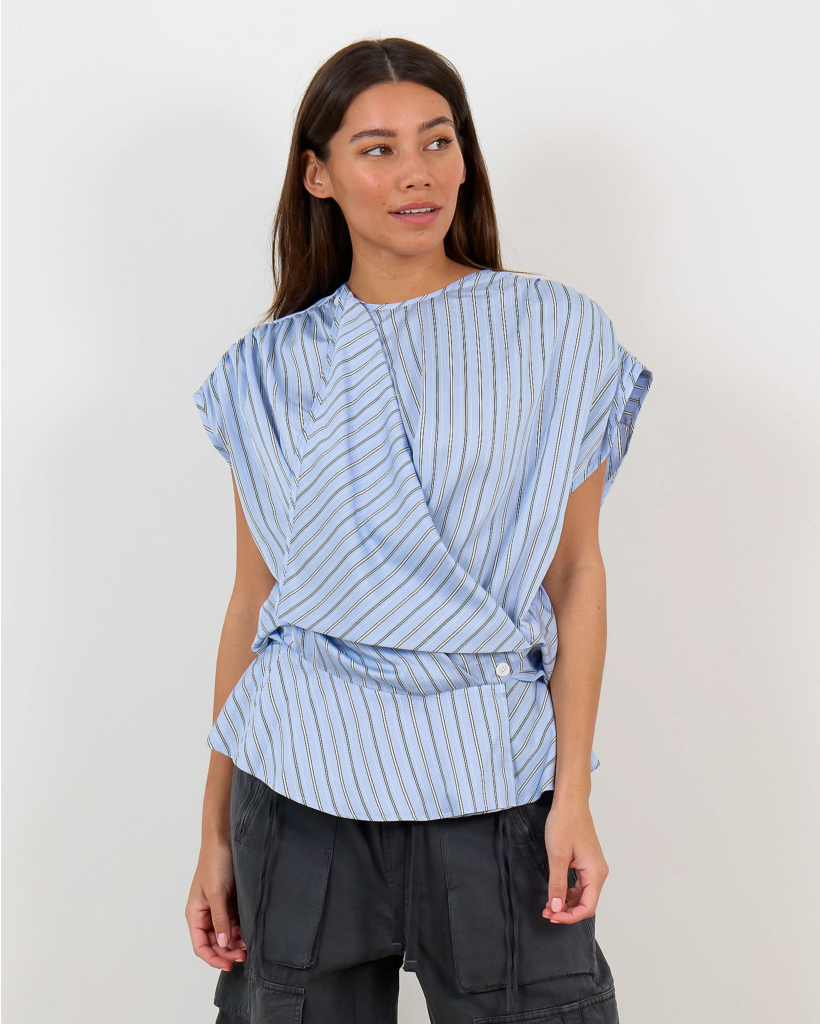 Uttopia Asymmetric Striped Top Blue