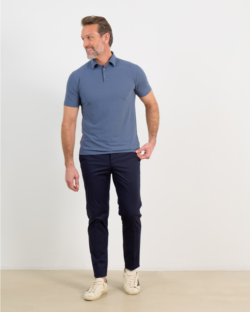 Ice Cotton Polo T-shirt Denim Blue