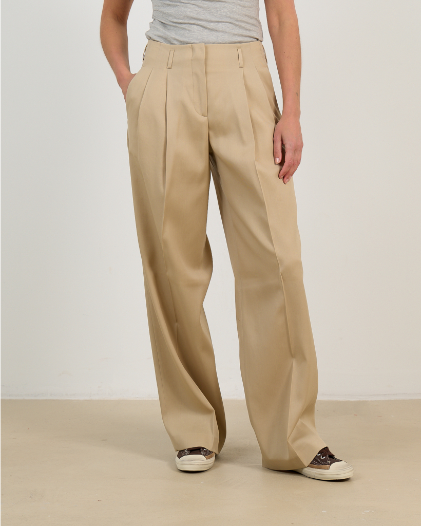 Beige Wool Gabardine Trousers