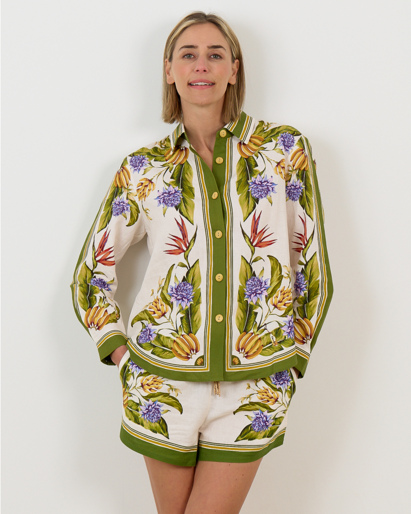 Beige Tropical Blouse