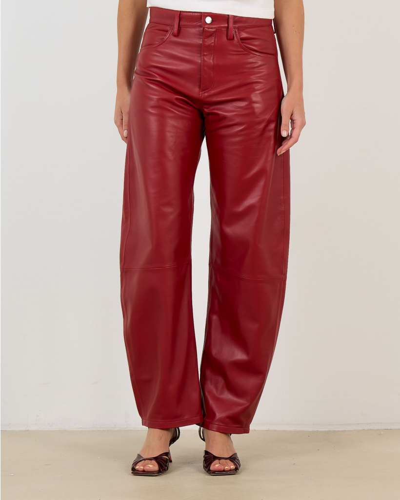 Judith Red Leather Trousers