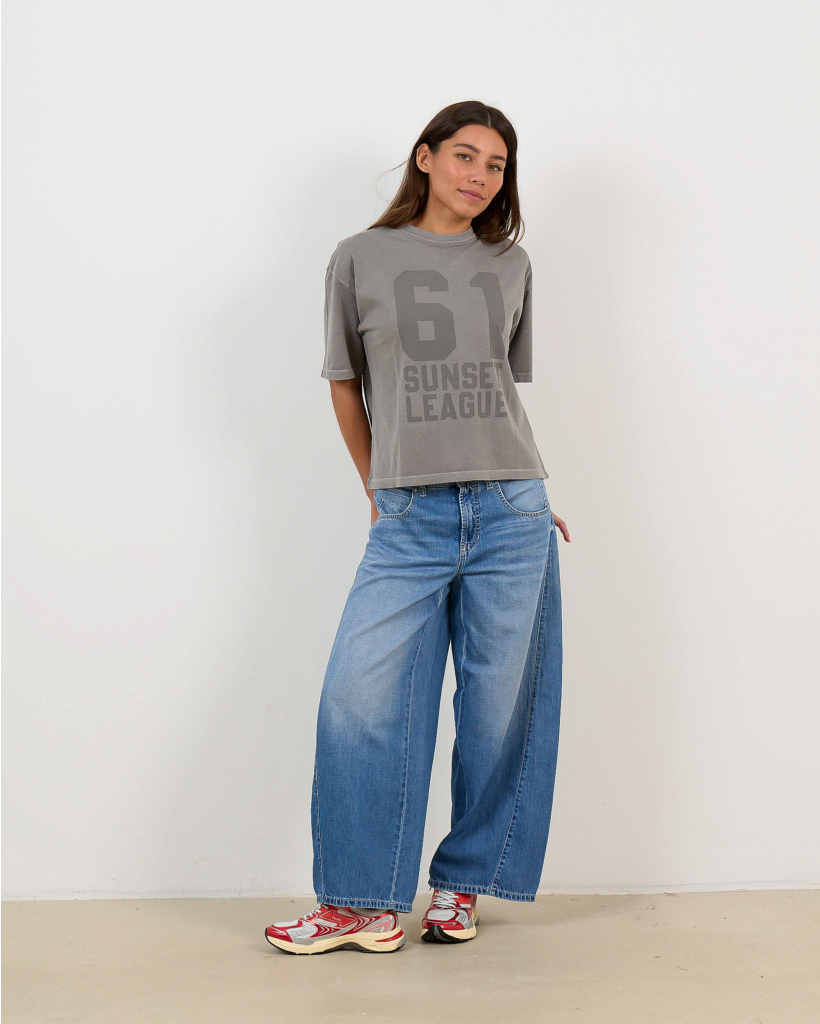 Cropped Wide Leg Jeans Steel Wave