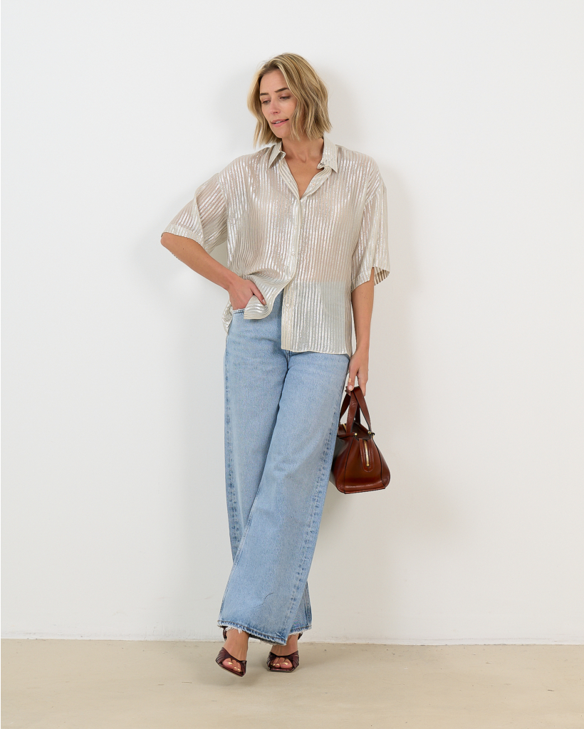 Striped Silk Shirt Off-White