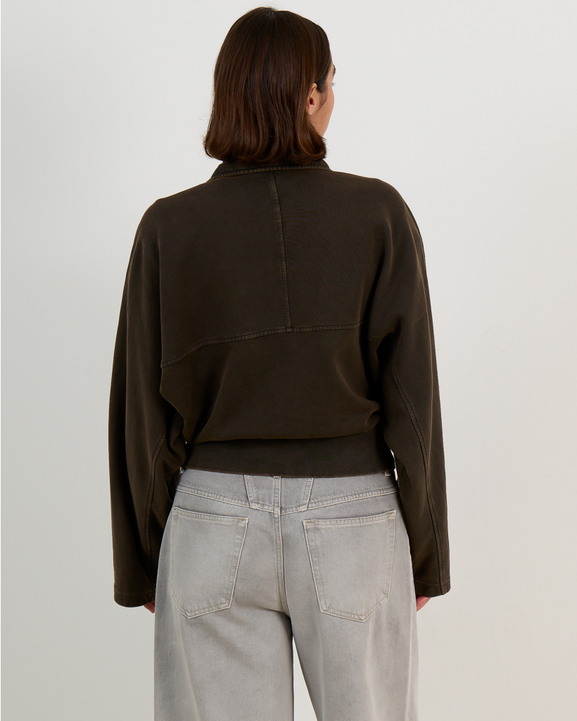 Bomber Sweat Jacket Washed Brown