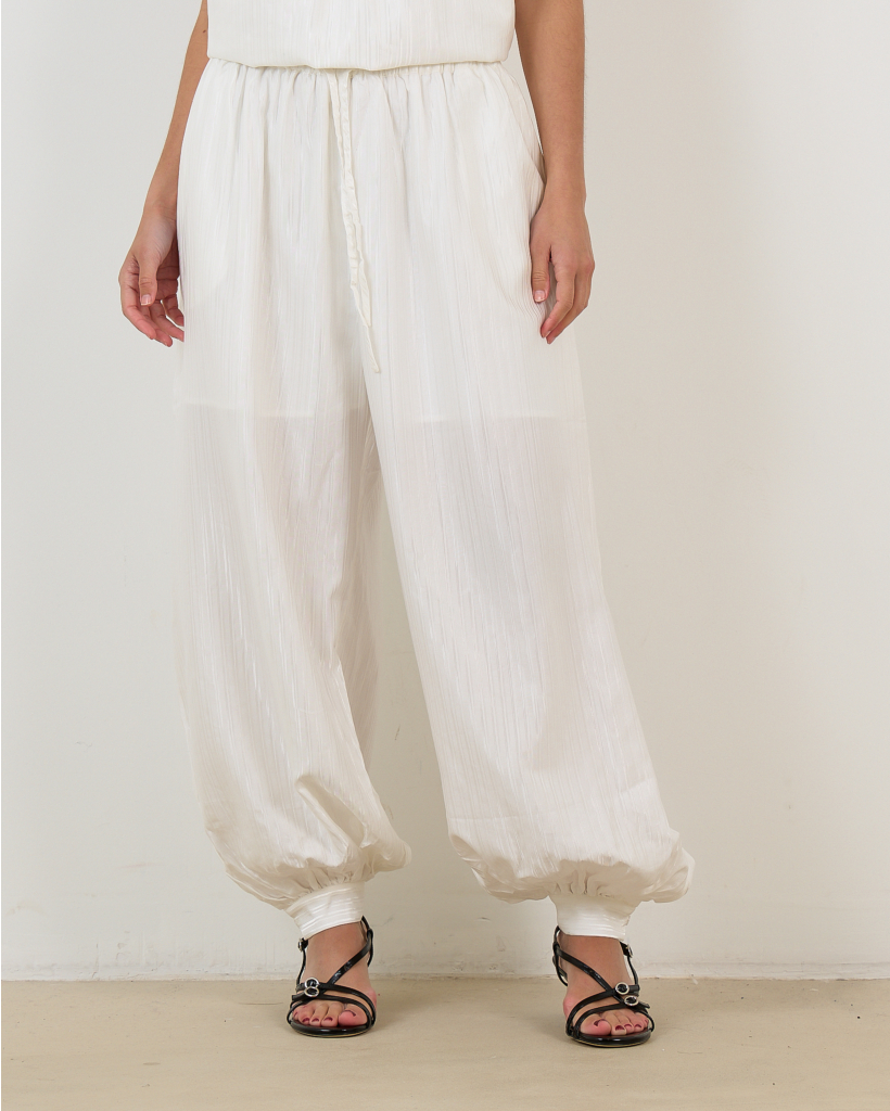 Striped Balloon Pants Bright White