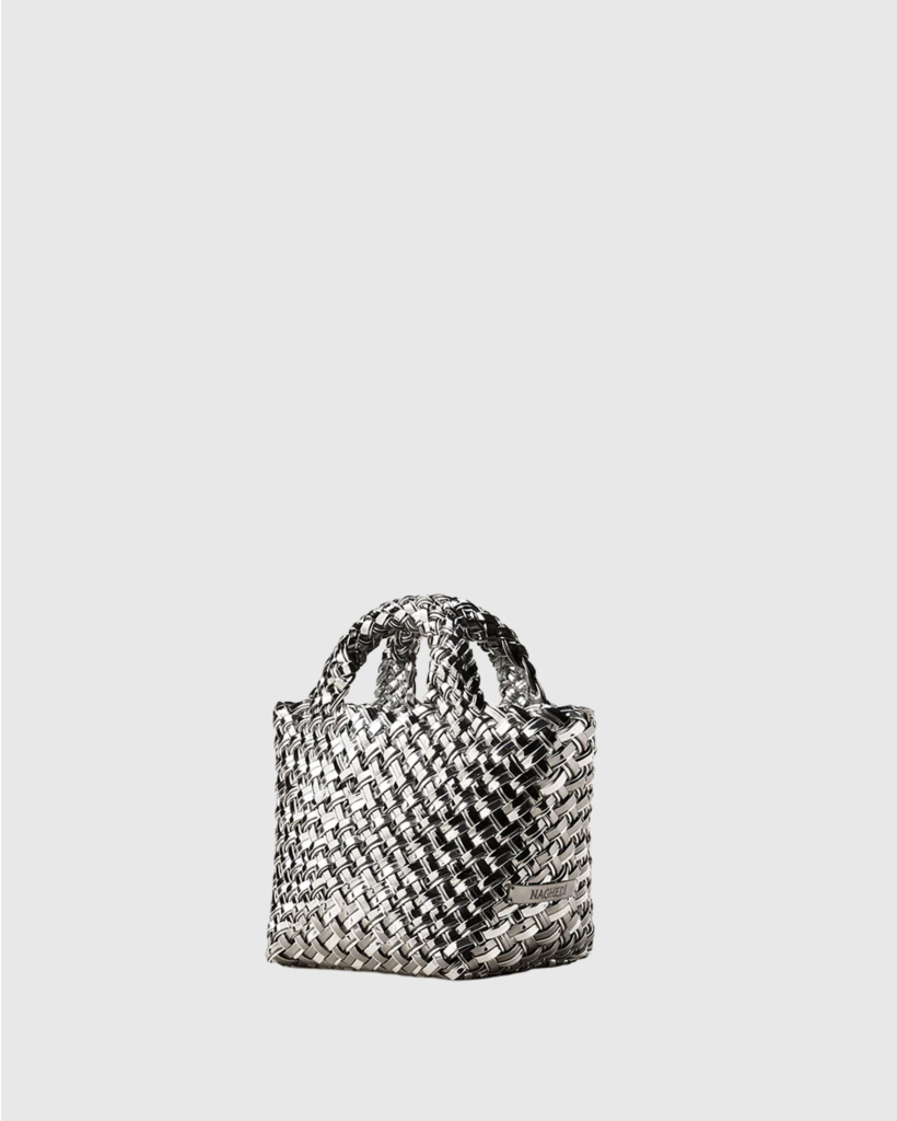 St. Barths Small Tote Double Weave Metallic Pewter
