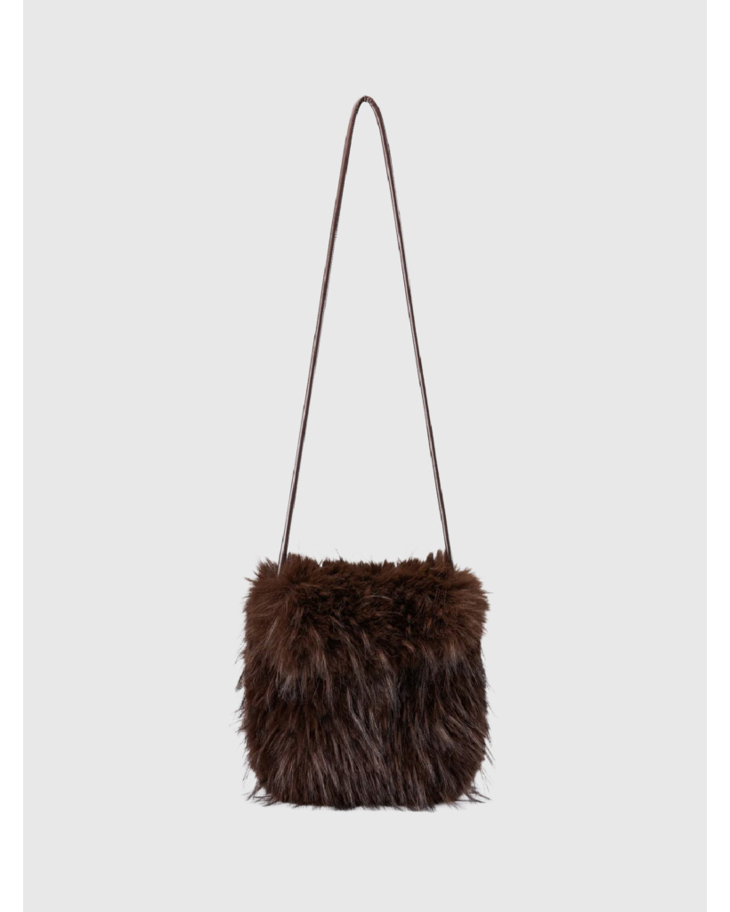 Boho bag made of maroon faux fur