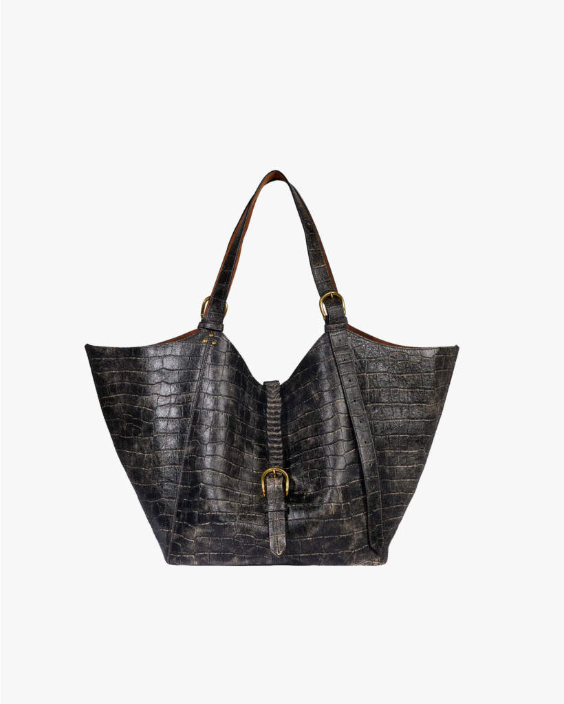 women's croc-embossed bags, grey