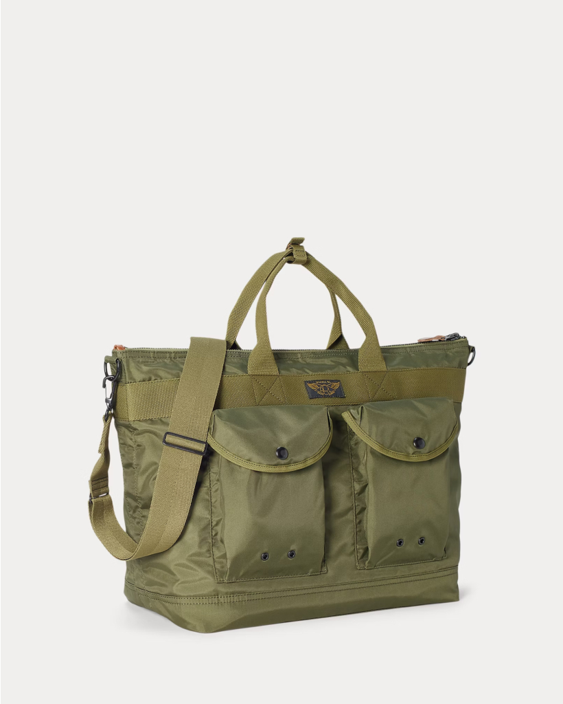 Nylon Utility Messenger Bag Olive