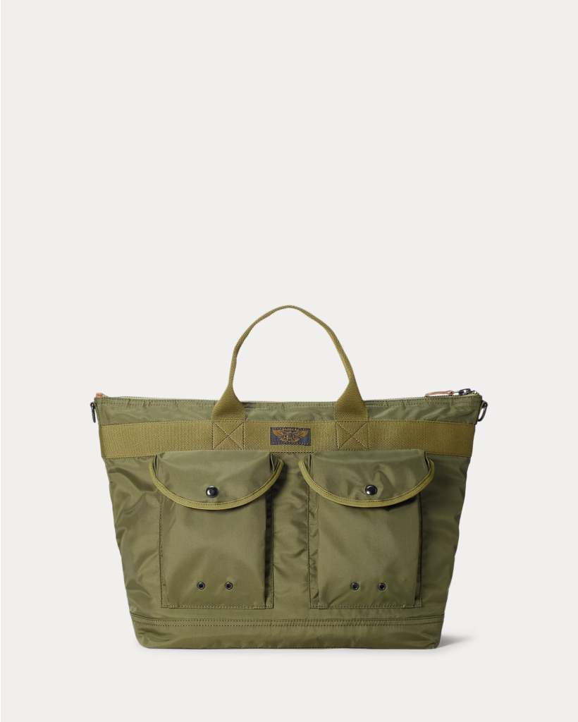 Nylon Utility Messenger Bag Olive