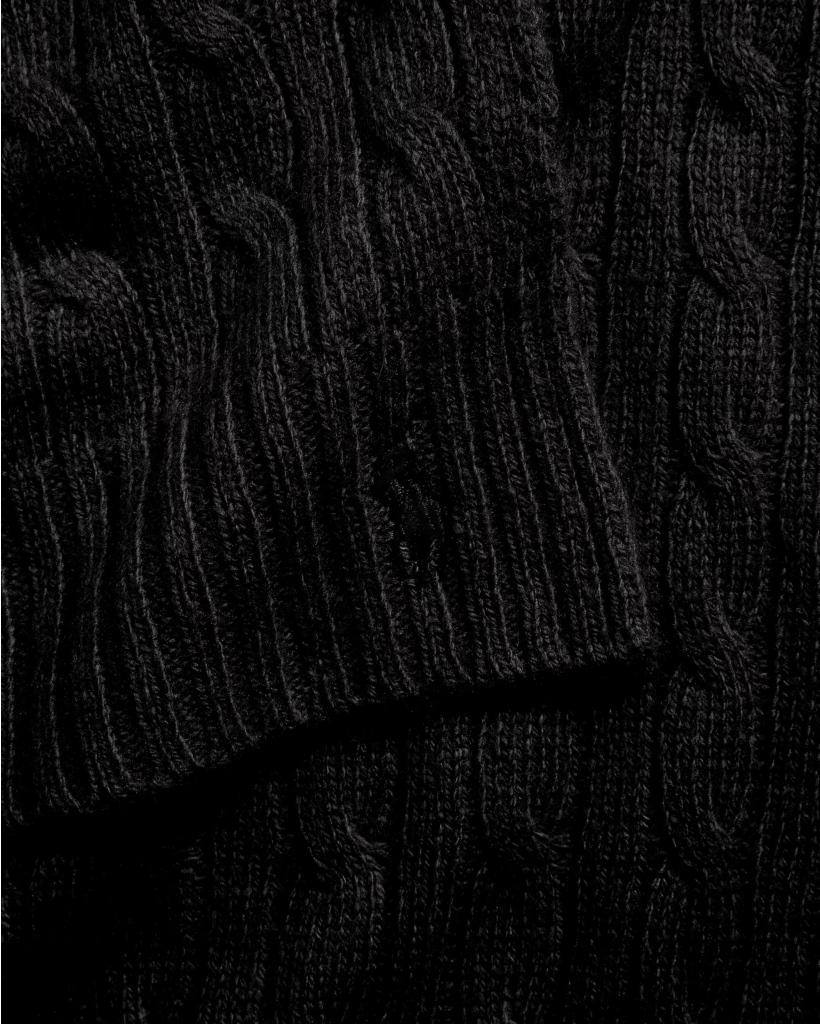 Cable Knit Shawl Black
