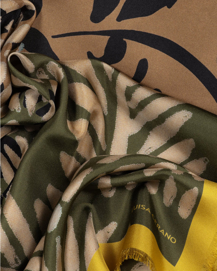Satin Scarf Leaf Multi