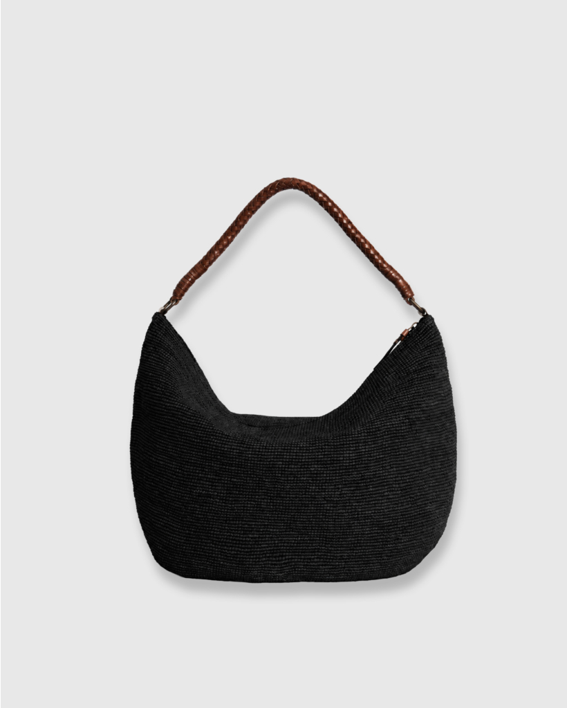 Utopia Black Raffia Bag