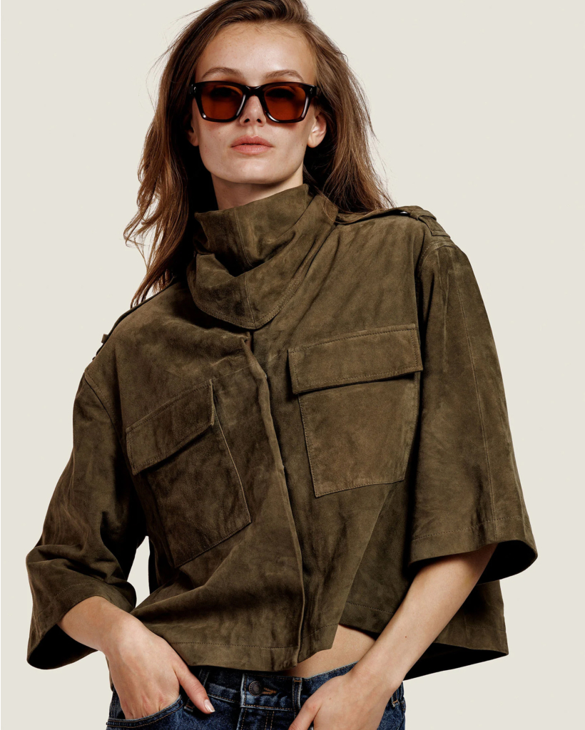 Lucy Suede Triangle Scarf Khaki