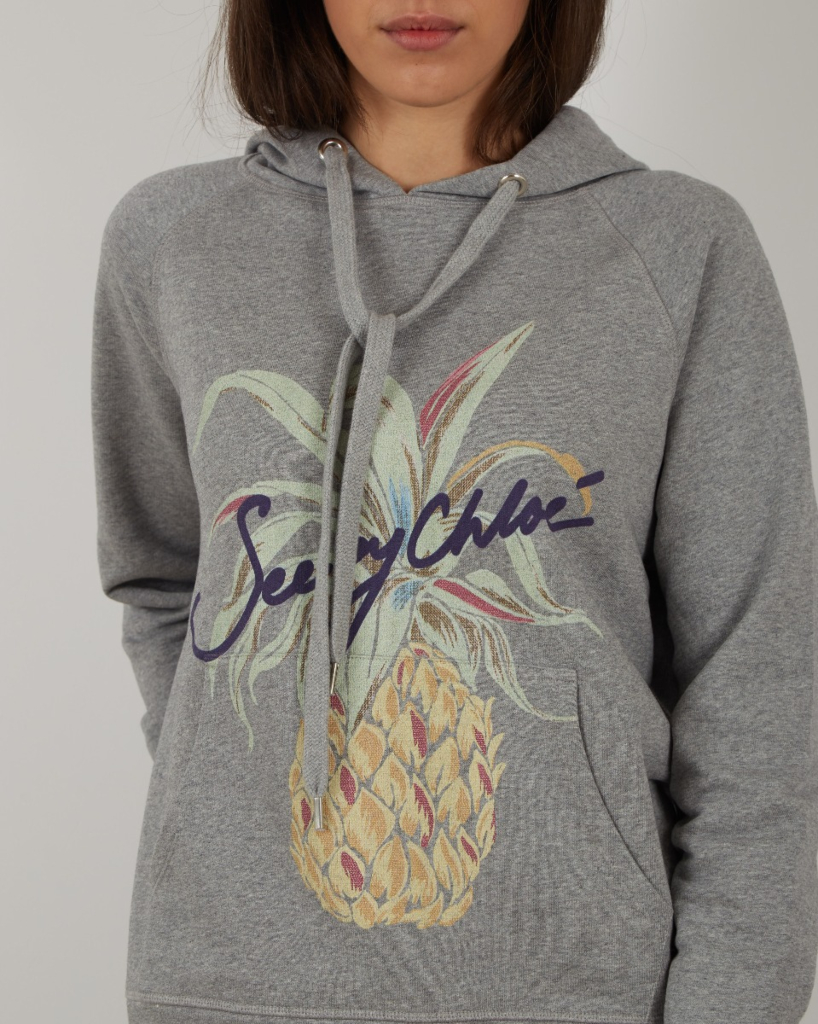 See by Chloé Gray hoodie with print
