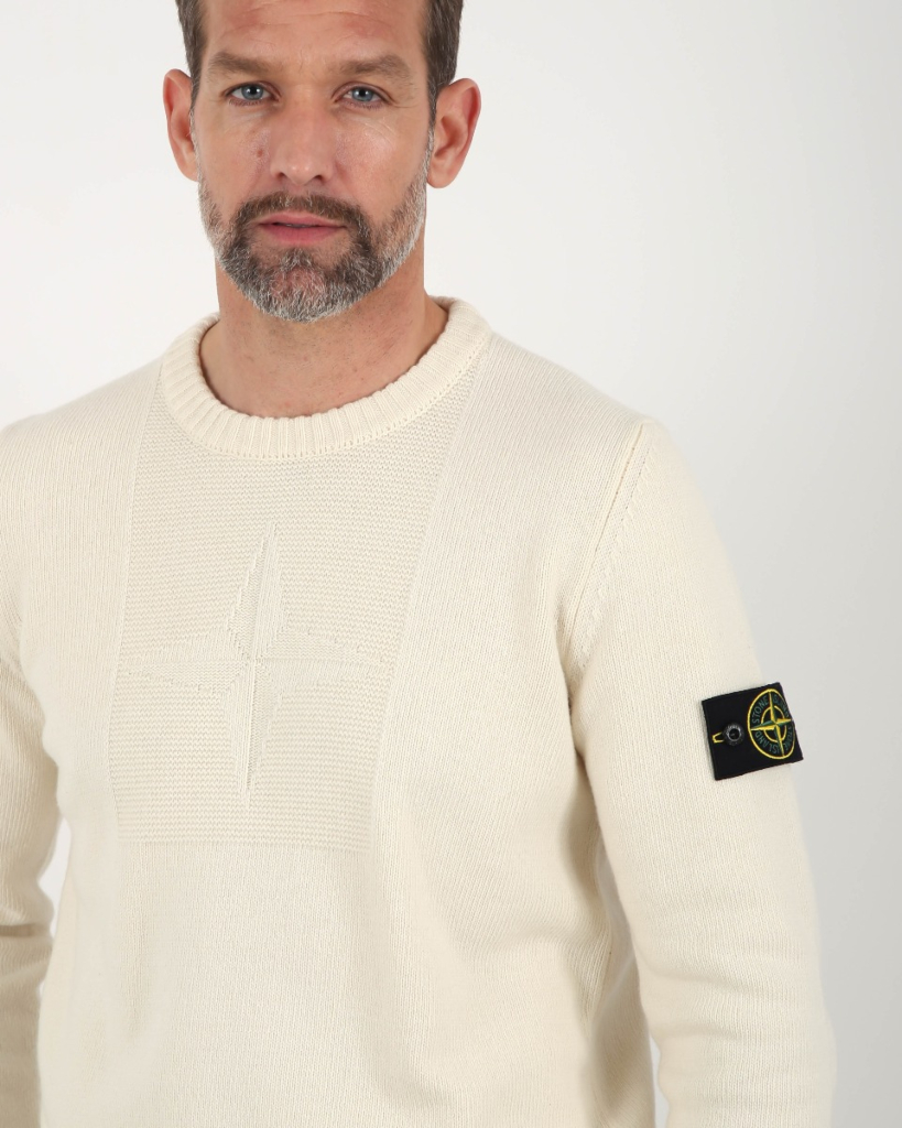 Stone Island Round neck pullover with logo patch