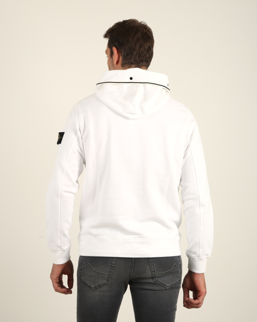 Stone Island Sweater Hoody Bianco with logo patch