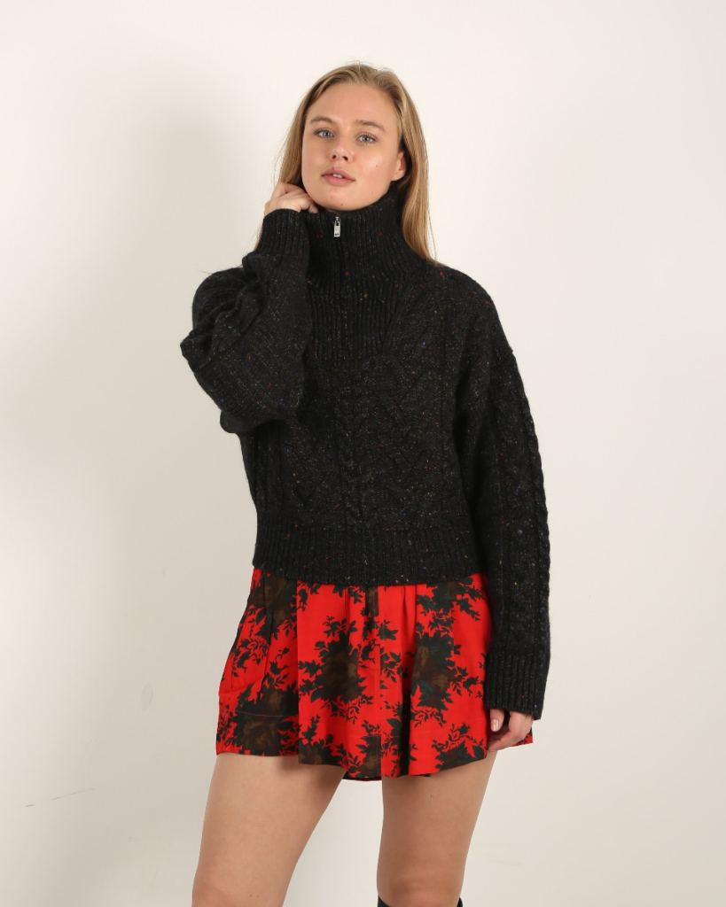 Ganni Knitted Pullover With Col Black