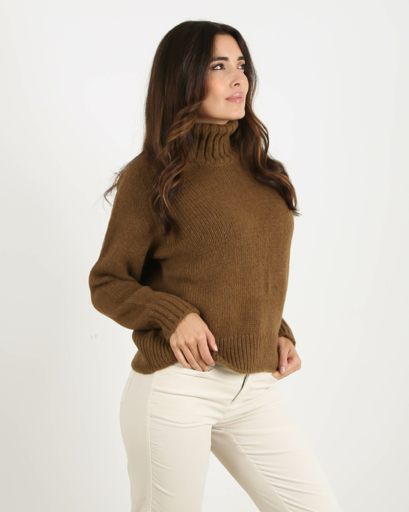 Closed Knitted Sweater Tawny Brown