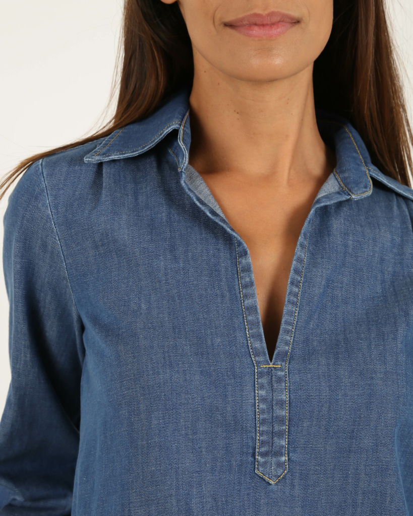 See by Chloé Lavaliere Blouse Faded Denim